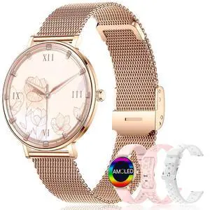 Smart Watches for Women,1.32'' AMOLED Ultra-Thin Smart Watch with Bluetooth Make/Answer Call,Heart Rate/SpO2/Sleep Tracker,120+ Sport Modes IP68 Fitness Watch Android/iOS Compatible,4 Straps,Rose Gold Smart Watches for Women,1.32'' AMOLED Ultra-Thin Smart Watch with Bluetooth Make/Answer Call,Heart Rate/SpO2/Sleep Tracker,120+ Sport Modes IP68 Fitness Watch Android/iOS Compatible,4 Straps,Rose Gold
