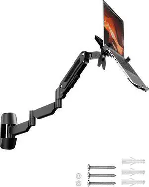 Long Arm 2-in-1 Laptop Wall Mount with Detachable Tray for 12-17'' Laptops | 30.28'' Extra Long Gas Spring Arm, Also fits 13-32'' Monitors, Stability, Easy to Install, Max holds 19.8lbs, Black Long Arm 2-in-1 Laptop Wall Mount with Detachable Tray for 12-17'' Laptops | 30.28'' Extra Long Gas Spring Arm, Also fits 13-32'' Monitors, Stability, Easy to Install, Max holds 19.8lbs, Black