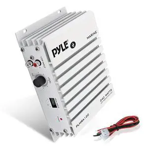 Hydra Marine Amplifier - Upgraded Elite Series 240 Watt 4 Channel Audio Amplifier - Waterproof, 4-8 Ohm Impendance, GAIN Level Controls, RCA Stereo Input & LED Indicator (PLMRA120) Hydra Marine Amplifier - Upgraded Elite Series 240 Watt 4 Channel Audio Amplifier - Waterproof, 4-8 Ohm Impendance, GAIN Level Controls, RCA Stereo Input & LED Indicator (PLMRA120)
