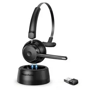 Bluetooth Headset, Wireless Headphone with AI Noise-Canceling Microphone On Ear Wireless Headset with USB Dongle for Computer Office Bluetooth Headset, Wireless Headphone with AI Noise-Canceling Microphone On Ear Wireless Headset with USB Dongle for Computer Office