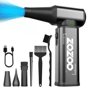 Compressed Air Duster, 180000RPM Powerful Cordless Electric Air Duster with Brushless Motor and LED Light, Rechargeable Stepless Speed Regulation Dust Blower for PC, Keyboard, House, Car and Outdoor Compressed Air Duster, 180000RPM Powerful Cordless Electric Air Duster with Brushless Motor and LED Light, Rechargeable Stepless Speed Regulation Dust Blower for PC, Keyboard, House, Car and Outdoor