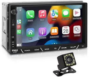 Double Din Car Stereo with Backup Camera | 1080P HD 7-Inch IPS Touch Screen Radio for Car | 4x60W Power CarPlay and Android Auto with AM/FM & Bluetooth 5.0 | Includes Microphone & Remote Control Double Din Car Stereo with Backup Camera | 1080P HD 7-Inch IPS Touch Screen Radio for Car | 4x60W Power CarPlay and Android Auto with AM/FM & Bluetooth 5.0 | Includes Microphone & Remote Control