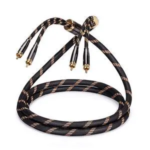 Premium Audiophile Audio Cable - 2RCA Male to 2RCA Male Hi-Fi System Converter Adapter Shielded for Noise Reduction (12.8mm Diameter, 3.2ft/1M) | Triple-shielded, 24K Gold Split-tip RCA Plugs, Ultra-H Premium Audiophile Audio Cable - 2RCA Male to 2RCA Male Hi-Fi System Converter Adapter Shielded for Noise Reduction (12.8mm Diameter, 3.2ft/1M) | Triple-shielded, 24K Gold Split-tip RCA Plugs, Ultra-H