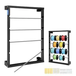 Heavy Duty Wall Mounted Wire Spool Rack, with 4 Adjustable Rods | Cold-Rolled Steel Wire Spool Holder, Wire Spool Storage Rack for Industrial, Electrical, and Retail Storage and Display Heavy Duty Wall Mounted Wire Spool Rack, with 4 Adjustable Rods | Cold-Rolled Steel Wire Spool Holder, Wire Spool Storage Rack for Industrial, Electrical, and Retail Storage and Display