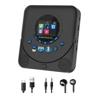 CD Player Portable with Speakers | Rechargeable Player for car, Support TF Card, FM Receiver and Transmitter with Sleep Timer, Colorful TFT Screen CD Player Portable with Speakers | Rechargeable Player for car, Support TF Card, FM Receiver and Transmitter with Sleep Timer, Colorful TFT Screen