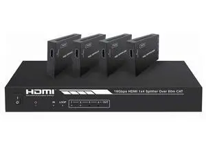 4K HDMI 2.0 1x4 Splitter Extender Kit - Up to 60 Meters 4K@60Hz, 18Gbps, HDR10, HDR10+, Dolby Vision, Hyper LogGamma, HDCP 2.2, HDMI Loop Out, EDID, PoC, 4 Receivers - Blackbird Series 4K HDMI 2.0 1x4 Splitter Extender Kit - Up to 60 Meters 4K@60Hz, 18Gbps, HDR10, HDR10+, Dolby Vision, Hyper LogGamma, HDCP 2.2, HDMI Loop Out, EDID, PoC, 4 Receivers - Blackbird Series