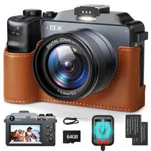 4K Digital Camera for Photography, 64MP Autofocus Vlogging Camera with Dual Lens 18X Zoom, 3" LCD Screen, Built-in Flash, Compact Point and Shoot Travel Camera with 64GB Card, 2 Batteries 4K Digital Camera for Photography, 64MP Autofocus Vlogging Camera with Dual Lens 18X Zoom, 3" LCD Screen, Built-in Flash, Compact Point and Shoot Travel Camera with 64GB Card, 2 Batteries