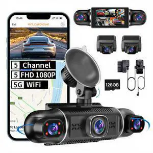 5 Channel 1080P*5 Dash Cam Front Rear Left Right Cabin with OBD2 Power Cable, 360° Coverage Dash Camera for Cars with 128GB SD Card, 5G WiFi & App Control, G-Sensor, 24H Parking Mode, Loop Recording 5 Channel 1080P*5 Dash Cam Front Rear Left Right Cabin with OBD2 Power Cable, 360° Coverage Dash Camera for Cars with 128GB SD Card, 5G WiFi & App Control, G-Sensor, 24H Parking Mode, Loop Recording