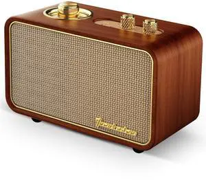 Vintage Bluetooth Speaker with AM/FM Radio, Wood | Retro Wireless Speaker, 10H Playtime, Charge-While-Play, Aux/Antenna, Interchangeable Panel, Wood Frame Vintage Bluetooth Speaker with AM/FM Radio, Wood | Retro Wireless Speaker, 10H Playtime, Charge-While-Play, Aux/Antenna, Interchangeable Panel, Wood Frame
