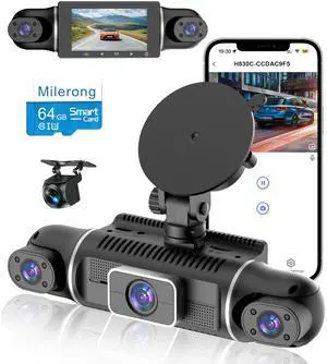 4 Channel Dash Cam Front and Rear Inside Left Right, 360° Dash Camera | Dashcam with 5GHz WiFi & App Control, 24H Parking Monitor, Super Night Vision, G-Sensor, Loop Recording, 64GB SD Card 4 Channel Dash Cam Front and Rear Inside Left Right, 360° Dash Camera | Dashcam with 5GHz WiFi & App Control, 24H Parking Monitor, Super Night Vision, G-Sensor, Loop Recording, 64GB SD Card