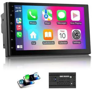7 Inch Double Din Car Stereo with Wireless Apple CarPlay & Android Auto, Touchscreen Android Radio, Bluetooth Car Audio Receiver (No reversing Camera) 7 Inch Double Din Car Stereo with Wireless Apple CarPlay & Android Auto, Touchscreen Android Radio, Bluetooth Car Audio Receiver (No reversing Camera)