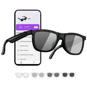 Electrochromic AI Glasses for Men & Women, Bluetooth Smart Glasses | AI Real-time Translation with 164 Languages, Music Play, Hands-Free Calls, Sunglasses for Daily Use, Travel Electrochromic AI Glasses for Men & Women, Bluetooth Smart Glasses | AI Real-time Translation with 164 Languages, Music Play, Hands-Free Calls, Sunglasses for Daily Use, Travel