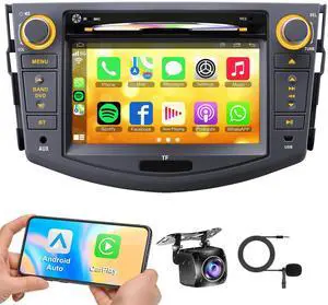 Car Radio for Toyota RAV4 2007 2008 2009 2010 2011 2012, 7-inch Touch Screen Stereo Support CD/DVD,CarPlay&Android Auto, Bluetooth5.2&Voice Control, Backup Camera& SWC,AM/FM Car Radio Receiver Car Radio for Toyota RAV4 2007 2008 2009 2010 2011 2012, 7-inch Touch Screen Stereo Support CD/DVD,CarPlay&Android Auto, Bluetooth5.2&Voice Control, Backup Camera& SWC,AM/FM Car Radio Receiver