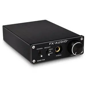 FX-Audio DAC-X6 Headphone amp Mini HiFi 2.0 Digital Audio Decoder DAC Input USB/Coaxial/Optical Output RCA/Headphone Amplifier 24Bit/96KHz DC12V (Black) FX-Audio DAC-X6 Headphone amp Mini HiFi 2.0 Digital Audio Decoder DAC Input USB/Coaxial/Optical Output RCA/Headphone Amplifier 24Bit/96KHz DC12V (Black)