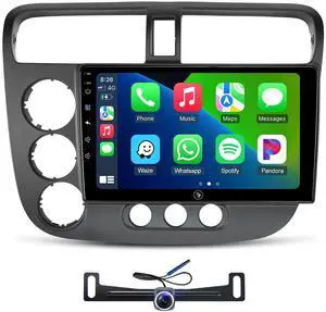 Car Radio Stereo for Honda Civic 2001-2005, Wireless CarPlay Android Auto 9 Inch Linux Touch Screen Navigation Head Unit Bluetooth FM/AM Car Radio Stereo for Honda Civic 2001-2005, Wireless CarPlay Android Auto 9 Inch Linux Touch Screen Navigation Head Unit Bluetooth FM/AM