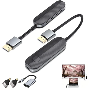 Wireless HDMI Transmitter and Receiver Kit, 328FT, 1080P@60Hz, Plug and Play, No WiFi, USB-C, Micro and Mini HDMI Adapters for Laptop, PC, MacBook, iPhone 15/16/17 to TV, Projector, Monitor Wireless HDMI Transmitter and Receiver Kit, 328FT, 1080P@60Hz, Plug and Play, No WiFi, USB-C, Micro and Mini HDMI Adapters for Laptop, PC, MacBook, iPhone 15/16/17 to TV, Projector, Monitor