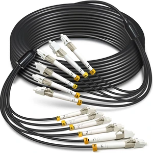 15 Meters 6 Core OM3 Multimode Industrial TPU LC to LC Outdoor Armored Fiber Patch Cable, Direct Burial 6 Strands Fiber Optic Cable, 10Gb Duplex 50/125um MMF LC-LC 6 Fibers 15 Meters 6 Core OM3 Multimode Industrial TPU LC to LC Outdoor Armored Fiber Patch Cable, Direct Burial 6 Strands Fiber Optic Cable, 10Gb Duplex 50/125um MMF LC-LC 6 Fibers