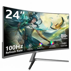 24 inch Curved Monitor FHD 1920x1080p 100Hz Refresh Rate 16:9 Aspect Ratio Ergonomic Tilt Home Office Gaming Monitor Sync Visual Experience for Work & Play Support Wall Mount Install 24 inch Curved Monitor FHD 1920x1080p 100Hz Refresh Rate 16:9 Aspect Ratio Ergonomic Tilt Home Office Gaming Monitor Sync Visual Experience for Work & Play Support Wall Mount Install