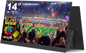 14 Inch 2.2K Portable Monitor, 16:10 QHD,100% sRGB HDR IPS Screen, Ultra-Slim External Second Monitor for Laptop, Phone, PS5, Xbox, Switch, PC(14.1") 14 Inch 2.2K Portable Monitor, 16:10 QHD,100% sRGB HDR IPS Screen, Ultra-Slim External Second Monitor for Laptop, Phone, PS5, Xbox, Switch, PC(14.1")