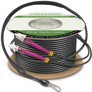 165ft OD-5mm Industrial TPU OM4 Fiber LC to LC Outdoor Armored Fiber Cable 50m OM4 LC-LC with Pulling Eye Kit Installed on one end, Duplex Multimode Fiber Optic Patch Cord, 10G/40G/100G, 50/125 165ft OD-5mm Industrial TPU OM4 Fiber LC to LC Outdoor Armored Fiber Cable 50m OM4 LC-LC with Pulling Eye Kit Installed on one end, Duplex Multimode Fiber Optic Patch Cord, 10G/40G/100G, 50/125
