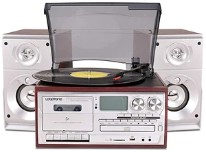 Vinyl Record Player with Dual 15W External Speakers 9 in 1 3 Speed Bluetooth Vintage Turntable CD Cassette Player AM/FM Radio USB Recorder Aux-in RCA Line-Out Vinyl Record Player with Dual 15W External Speakers 9 in 1 3 Speed Bluetooth Vintage Turntable CD Cassette Player AM/FM Radio USB Recorder Aux-in RCA Line-Out