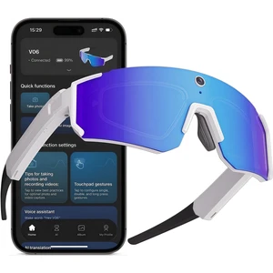 Sport AI Smart Sunglasses with 4K POV Camera Audio & Video, Real-Time Translation, AI Voice Assistant, Internal Storage, Unisex for Cycling & Outdoor Sports (White/Ice Blue) Sport AI Smart Sunglasses with 4K POV Camera Audio & Video, Real-Time Translation, AI Voice Assistant, Internal Storage, Unisex for Cycling & Outdoor Sports (White/Ice Blue)