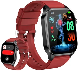 Smart Watch for Men Women with Bluetooth Calls, Blood Pressure Heart Rate Blood Oxygen Stress HRV Monitor Sleep Tracker, 150+ Sports Modes Fitness Tracker, IP68 Waterproof, Pedometer (Red) Smart Watch for Men Women with Bluetooth Calls, Blood Pressure Heart Rate Blood Oxygen Stress HRV Monitor Sleep Tracker, 150+ Sports Modes Fitness Tracker, IP68 Waterproof, Pedometer (Red)