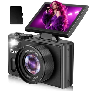 Digital Camera, 5K 80MP Digital Camera for Photography with 3" 180° Flip Screen with 18X Zoom, 64GB SD Card, Travel Camera for YouTube with Anti-Shake, Camera for Teens Digital Camera, 5K 80MP Digital Camera for Photography with 3" 180° Flip Screen with 18X Zoom, 64GB SD Card, Travel Camera for YouTube with Anti-Shake, Camera for Teens
