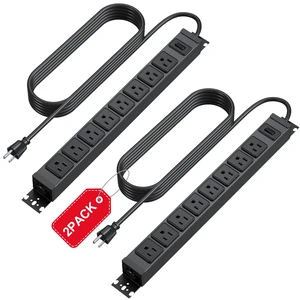 2 Pack Metal 360° Rotating Mountable Power Strip, 8 Outlet Gaming Table Mounted Long Power Strip, Heavy Duty Wall Mount Surge Protector with Switch,1200J,15A 125V 1875W, 15ft Power Cord.(Black) 2 Pack Metal 360° Rotating Mountable Power Strip, 8 Outlet Gaming Table Mounted Long Power Strip, Heavy Duty Wall Mount Surge Protector with Switch,1200J,15A 125V 1875W, 15ft Power Cord.(Black)