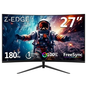 Z-Edge 27 inch Curved Gaming Monitor, FHD 1080P 180Hz 165Hz 144Hz Curved 1500R PC Monitor, MPRT 1ms, FreeSync, Low Blue Light, 350nits,16.7M Colors, UG27 Frameless Bezel, 1X DP and 1X HDMI Z-Edge 27 inch Curved Gaming Monitor, FHD 1080P 180Hz 165Hz 144Hz Curved 1500R PC Monitor, MPRT 1ms, FreeSync, Low Blue Light, 350nits,16.7M Colors, UG27 Frameless Bezel, 1X DP and 1X HDMI