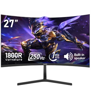 27 Inch PC Computer Screen,1800R Curved Gaming 250Hz Monitors, FHD 1080p 1ms, Freesync, 98% sRGB,Built-in Speaker, HDMI2.0DisplayPort, Compatible with Wall-Mounted 100 * 100MM-Black 27 Inch PC Computer Screen,1800R Curved Gaming 250Hz Monitors, FHD 1080p 1ms, Freesync, 98% sRGB,Built-in Speaker, HDMI2.0DisplayPort, Compatible with Wall-Mounted 100 * 100MM-Black