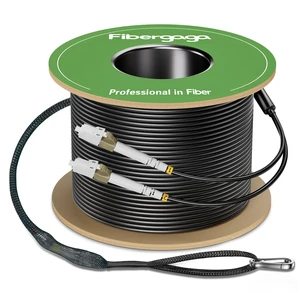 100M(328ft) OM3 LC to LC Fiber Patch Cable, Multimode Outdoor Armored Direct Burial Fiber Optic Cable Cord, 10GB/40GB Jumper Duplex 50/125um with Pulling Eye Kit Installed on one end 100M(328ft) OM3 LC to LC Fiber Patch Cable, Multimode Outdoor Armored Direct Burial Fiber Optic Cable Cord, 10GB/40GB Jumper Duplex 50/125um with Pulling Eye Kit Installed on one end