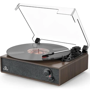 Vinyl Record Player Built-in Stereo Speakers Vintage Turntable for Vinyl Records LP Phonograph Belt Drive 3 Speed 3 Size Wireless Input RCA Output Auto Stop Tone Adjustment Wooden Retro Walnut Brown Vinyl Record Player Built-in Stereo Speakers Vintage Turntable for Vinyl Records LP Phonograph Belt Drive 3 Speed 3 Size Wireless Input RCA Output Auto Stop Tone Adjustment Wooden Retro Walnut Brown
