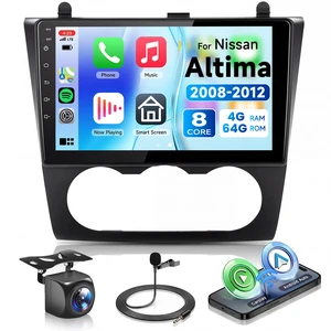 8 CORE 4G+64G for Nissan Altima 2008-2012 Car Radio Stereo, Wireless CarPlay Android Auto 9 Inch 1280 * 720P IPS Touch Screen 32-Band DSP Android 13 GPS WiFi Bluetooth SWC Camera (Manual A/C) 8 CORE 4G+64G for Nissan Altima 2008-2012 Car Radio Stereo, Wireless CarPlay Android Auto 9 Inch 1280 * 720P IPS Touch Screen 32-Band DSP Android 13 GPS WiFi Bluetooth SWC Camera (Manual A/C)
