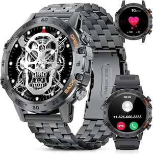 Military Smart Watch for Men(Answer/Dial Calls),1.39''HD Touchscreen,100 Sports Modes, 5ATM Waterproof Fitness Watch,with Blood Pressure/Heart Rate/SpO2 Smart Watch for Android/iOS Military Smart Watch for Men(Answer/Dial Calls),1.39''HD Touchscreen,100 Sports Modes, 5ATM Waterproof Fitness Watch,with Blood Pressure/Heart Rate/SpO2 Smart Watch for Android/iOS