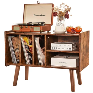 Record Player Stand with Vinyl Storage Holds Up to 300lb, Large Record Player Table Cabinet for Album Storage with Holder Vinyl Display Shelf, Wood Turntable Stand for Bedroom Living Room (Brown) Record Player Stand with Vinyl Storage Holds Up to 300lb, Large Record Player Table Cabinet for Album Storage with Holder Vinyl Display Shelf, Wood Turntable Stand for Bedroom Living Room (Brown)