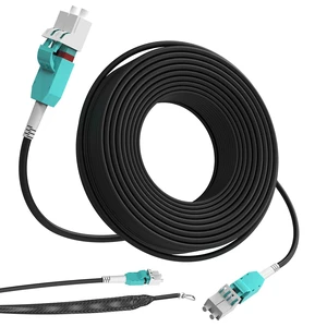 37M/121FT OM3/OM4 LC to LC Outdoor Armored Fiber Optic Patch Cable, Multimode Duplex 50/125m, 10Gb/40Gb/100Gb, Industrial TPU Jacket, Direct Burial, Uniboot, MMF, OD 5mm, Pulling Eye Kit Installed 37M/121FT OM3/OM4 LC to LC Outdoor Armored Fiber Optic Patch Cable, Multimode Duplex 50/125m, 10Gb/40Gb/100Gb, Industrial TPU Jacket, Direct Burial, Uniboot, MMF, OD 5mm, Pulling Eye Kit Installed
