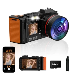 8K Digital Camera for Photography, 92MP WiFi Vlogging Camera for Front and Rear Screen, 18X Digital Zoom, Point and Shoot Camera for YouTube with 64GB SD Card (8K Black) 8K Digital Camera for Photography, 92MP WiFi Vlogging Camera for Front and Rear Screen, 18X Digital Zoom, Point and Shoot Camera for YouTube with 64GB SD Card (8K Black)