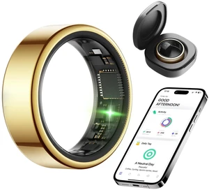 Smart Health Ring for Women Men Fitness Tracker with Heart Rate, Support Sleep Monitoring and Exercise Recording, IP68 Waterproof for iOS and Android, No APP FeeUltra-Thin Design (Gold, 10) Smart Health Ring for Women Men Fitness Tracker with Heart Rate, Support Sleep Monitoring and Exercise Recording, IP68 Waterproof for iOS and Android, No APP FeeUltra-Thin Design (Gold, 10)