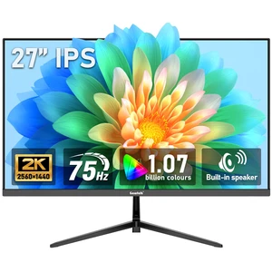 27 inch IPS 2K QHD (2560×1440) Computer Monitor 75Hz Gaming PC Screen, 1msAdaptive Sync,100% sRGB, 1.07 Billion Colours, HDMI2.0DisplayPort 1.4, Built-in Speaker - Black 27 inch IPS 2K QHD (2560×1440) Computer Monitor 75Hz Gaming PC Screen, 1msAdaptive Sync,100% sRGB, 1.07 Billion Colours, HDMI2.0DisplayPort 1.4, Built-in Speaker - Black