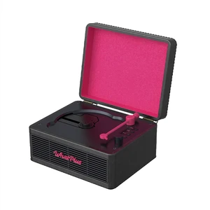 Portable CD Player with Bluetooth and Speakers, Black & Pink Rechargeable retro suitcase design with magnetic back, AUX and TF card support for home decor, travel and gifting Portable CD Player with Bluetooth and Speakers, Black & Pink Rechargeable retro suitcase design with magnetic back, AUX and TF card support for home decor, travel and gifting