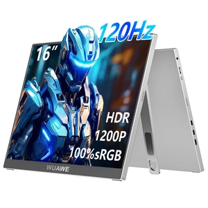 120Hz Portable Monitor, 100% sRGB 16 Inch Portable Gaming Monitor with Built-in Stand, HDR and Freensync, External USB C Monitor for Laptop, PC, Phone, Switch and PS5 (Silver) 120Hz Portable Monitor, 100% sRGB 16 Inch Portable Gaming Monitor with Built-in Stand, HDR and Freensync, External USB C Monitor for Laptop, PC, Phone, Switch and PS5 (Silver)