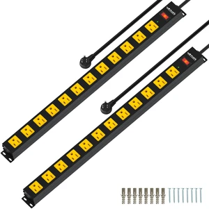 12 Outlet Long Power Strip, 2100 Joules Surge Protector, 6FT Power Cord, Wide Spaced Outlet Power Bar, Overload Protection Switch, Industrial Heavy Duty for Work Bench, Shop, Garage, 2 Pack 12 Outlet Long Power Strip, 2100 Joules Surge Protector, 6FT Power Cord, Wide Spaced Outlet Power Bar, Overload Protection Switch, Industrial Heavy Duty for Work Bench, Shop, Garage, 2 Pack