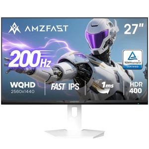 27 Inch White Gaming Monitor, WQHD (2560x1440) 200Hz Fast IPS, 1ms MPRT, HDR400, 130% sRGB, 8bit+FRC, Adaptive Sync, TÜV Eye Care, HDMI 2.0x2, DP 1.4x2, VESA 100x100 AMZG27F6Q 27 Inch White Gaming Monitor, WQHD (2560x1440) 200Hz Fast IPS, 1ms MPRT, HDR400, 130% sRGB, 8bit+FRC, Adaptive Sync, TÜV Eye Care, HDMI 2.0x2, DP 1.4x2, VESA 100x100 AMZG27F6Q