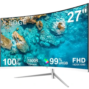 Z-Edge 27-inch Curved Gaming Monitor, Full HD 1080P 1920x1080 LED Backlight Monitor, with 100Hz Refresh Rate and Eye-Care Technology, 178° Wide View Angle, VGA+HDMI Z-Edge 27-inch Curved Gaming Monitor, Full HD 1080P 1920x1080 LED Backlight Monitor, with 100Hz Refresh Rate and Eye-Care Technology, 178° Wide View Angle, VGA+HDMI