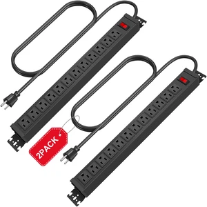 2 Pack Rotating Mountable Power Strip, 12 Outlet Wall Mount Surge Protector,1200J, Metal Heavy Duty and Versatile Outlet Strip, Stylish Appearance, Sturdy and Durable, 10ft Power Cord.(Black) 2 Pack Rotating Mountable Power Strip, 12 Outlet Wall Mount Surge Protector,1200J, Metal Heavy Duty and Versatile Outlet Strip, Stylish Appearance, Sturdy and Durable, 10ft Power Cord.(Black)