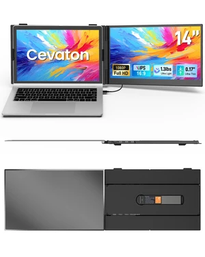Laptop Screen Extender, 14.1" Ultra-Slim & Lightweight Portable Monitor for 13"-17" Laptops, 1080P FHD Dual Monitor, One Cable Connection, Compatible with Wins/Mac/Android/Linux/Chrome Laptop Screen Extender, 14.1" Ultra-Slim & Lightweight Portable Monitor for 13"-17" Laptops, 1080P FHD Dual Monitor, One Cable Connection, Compatible with Wins/Mac/Android/Linux/Chrome