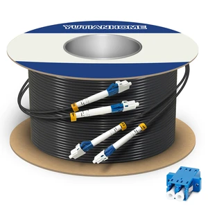 250ft/75m LC to LC Armored Outdoor Fiber Optic Cable, Single Mode Duplex Fiber Patch Cable, 9/125um LC Fiber Jumper, (OS1/OS2 Compatible), Low Friction LSZH, Black 250ft/75m LC to LC Armored Outdoor Fiber Optic Cable, Single Mode Duplex Fiber Patch Cable, 9/125um LC Fiber Jumper, (OS1/OS2 Compatible), Low Friction LSZH, Black