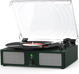 Vinyl Record Player with Built-in Speakers and USB,Belt-Driven Bluetooth Turntable with 3 Speed AUX Input Headphone Jack and RCA Output Vintage Wooden DarkGreen Vinyl Record Player with Built-in Speakers and USB,Belt-Driven Bluetooth Turntable with 3 Speed AUX Input Headphone Jack and RCA Output Vintage Wooden DarkGreen
