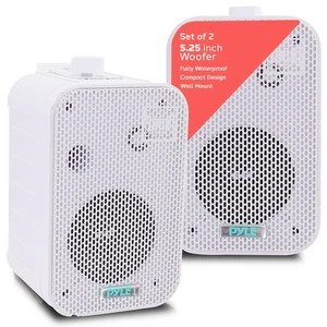 Indoor / Outdoor Waterproof Speaker System - 5.25 Inch Pair of Weatherproof Wall/Ceiling Mounted Speakers with Heavy Duty Mesh Covers, 200 Watts RMS, Universal Mount - PDWR40W (White) Indoor / Outdoor Waterproof Speaker System - 5.25 Inch Pair of Weatherproof Wall/Ceiling Mounted Speakers with Heavy Duty Mesh Covers, 200 Watts RMS, Universal Mount - PDWR40W (White)